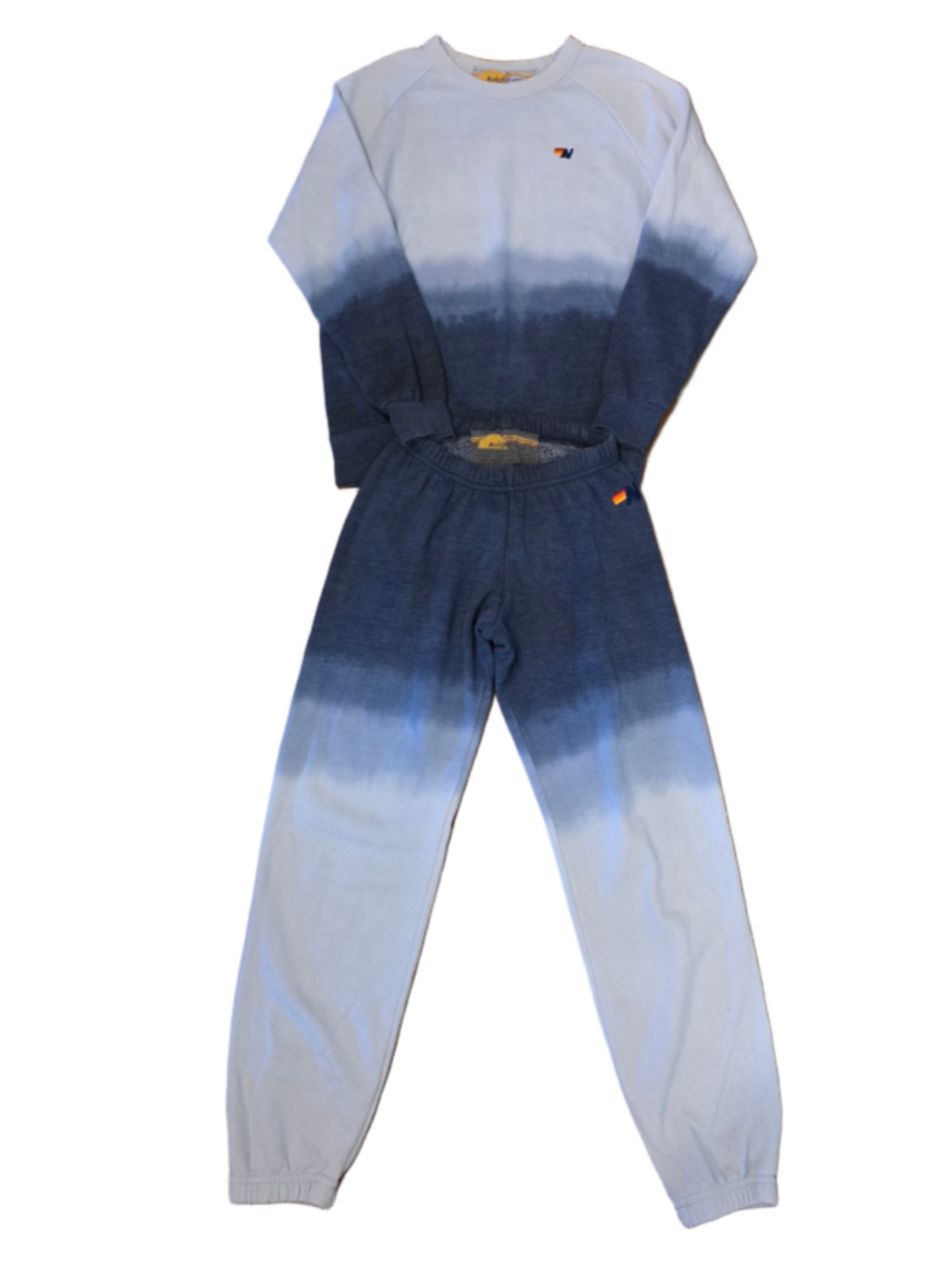 Women's Aviator Nation Ombre Sweatshirt and Jogger Set, XS, Blue/White